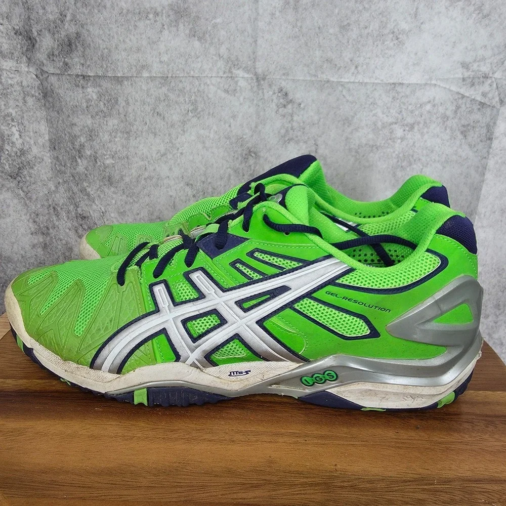 Asics Gel Resolution 5 Sneakers‎ Mens 14 Green Pickleball Tennis Shoes E300Y *